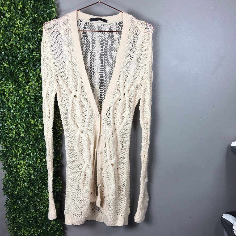 Jen Kao Open Knit Long Cardigan
